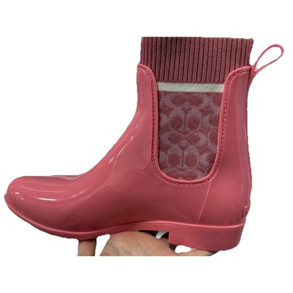 Coach G5255 Rain Bootie Women’s Size 7 B color Pink/Taffy boots - Picture 3 of 6
